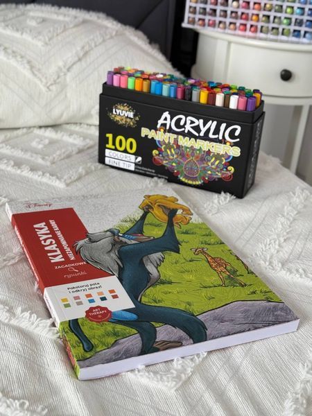 Творчий набір: розмальовка за номерами Coloriages Myst&egrave;res Класика та 100 акрилові маркери Lyuvie 235 фото