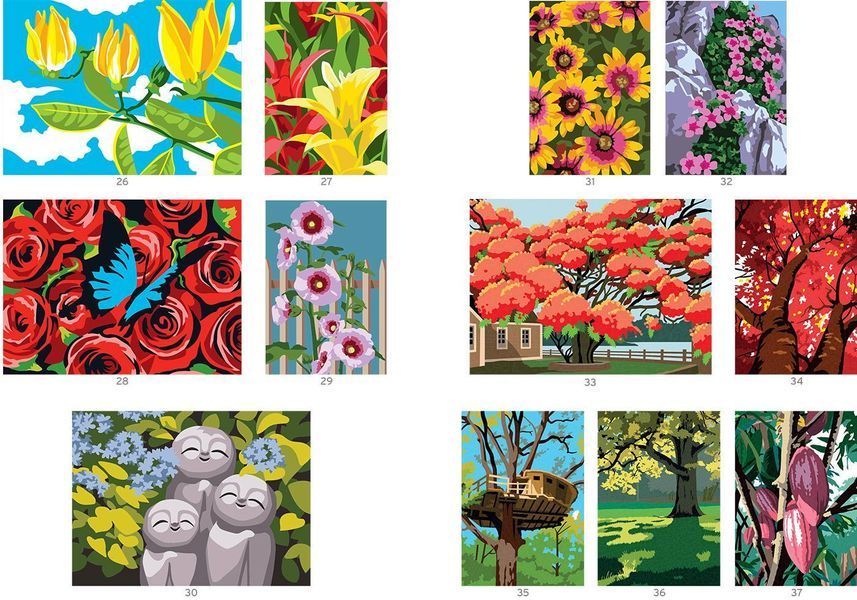 Розмальовка за номерами Coloriages myst&egrave;res Jardins extraordinaires 352 фото