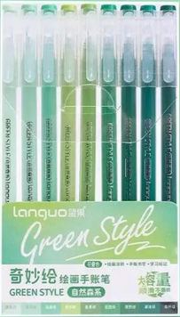 Гелеві ручки 9 кольорів Languo Green Style 105 фото