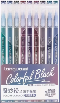 Гелеві ручки 9 кольорів Languo Colorful Black 115 фото
