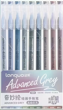 Гелеві ручки 9 кольорів Languo Advanced Grey 116 фото