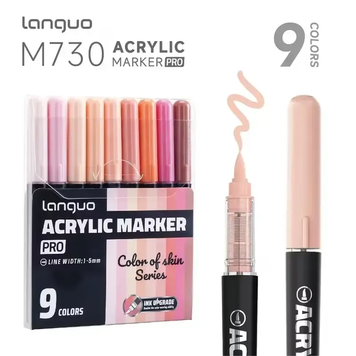Акрилові маркери Languo PRO 9 кольорів Colour of skin series (Кольори шкіри) 385 фото