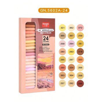 Акрилові маркери Guangna Skin & Brush, 24 кольори &mdash; тілесні відтінки, ковпачок без кліпси 412 фото