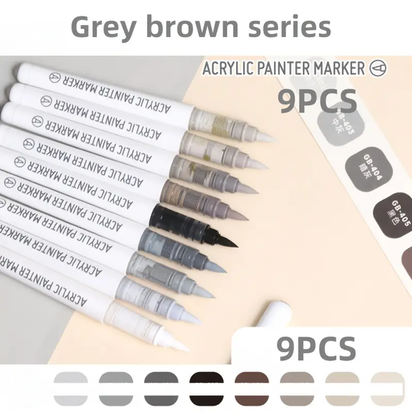 Акрилові маркери 9 кольорів Gray brown series 68 фото