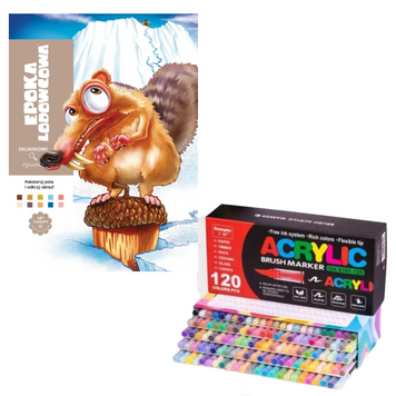 Творчий набір: розмальовка за номерами Coloriages mysteres L'&Acirc;ge de glace та 120 акрилові маркери Guangna 314 фото