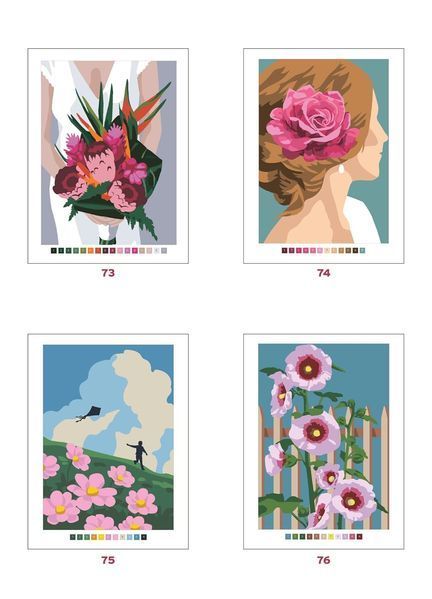 Розмальовка за номерами Coloriages myst&egrave;res Fleurs 344 фото