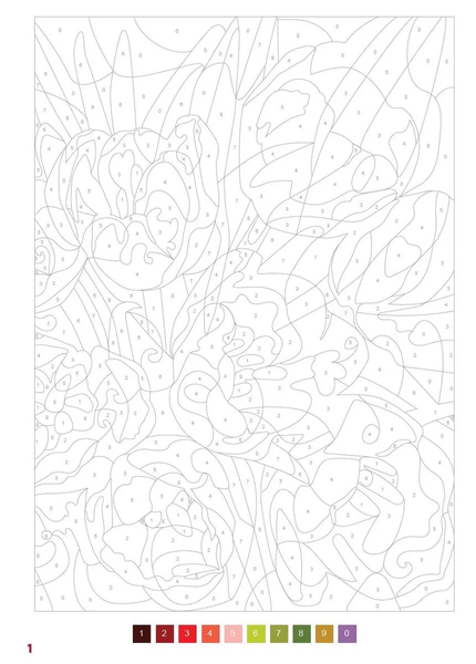 Розмальовка за номерами Coloriages myst&egrave;res Fleurs PL 81 фото