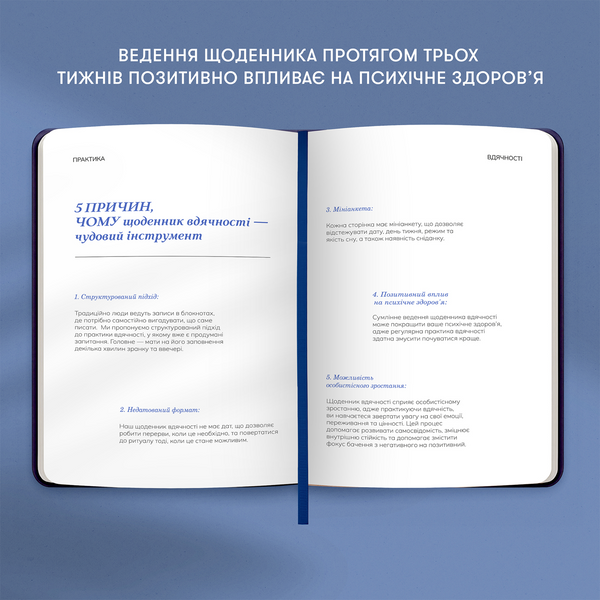Щоденник вдячності "Сердечно дякую" темно-синій 227 фото