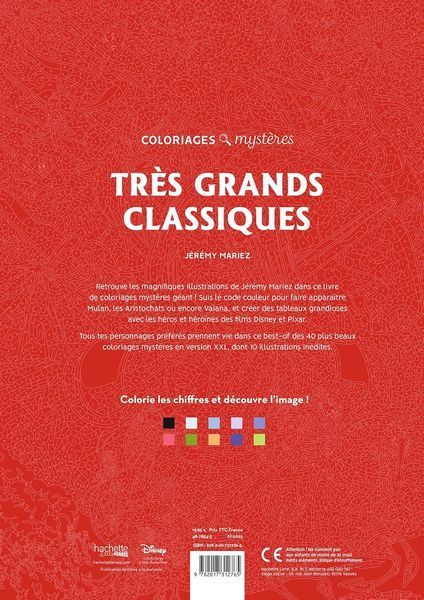 Розмальовка за номерами Coloriages mysteres: Tr&egrave;s Grands Classiques (Формат A3) 277 фото