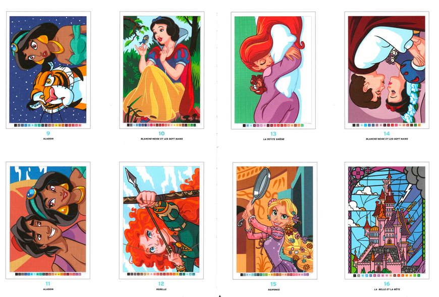 Творчий набір: розмальовка за номерами Coloriages Myst&egrave;res Princesses та 120 акрилові маркери Guangna 231 фото