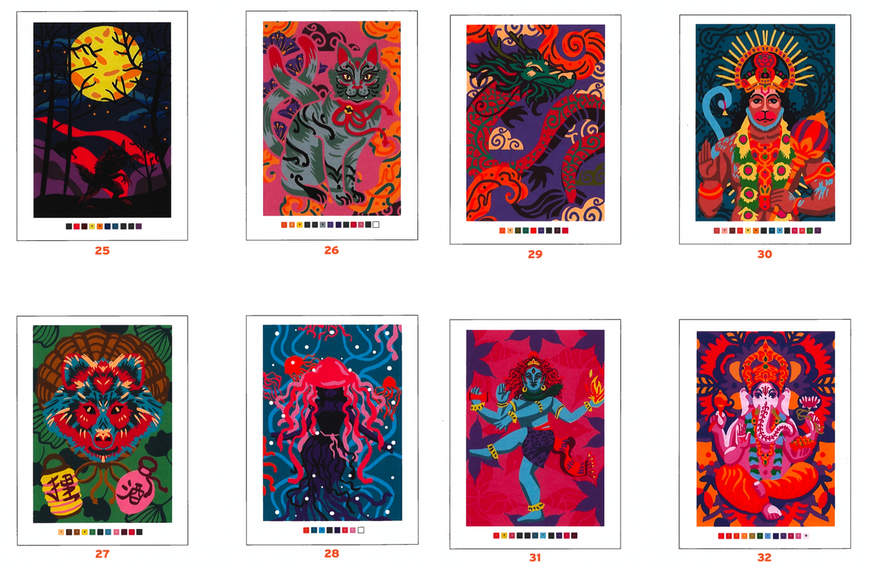Розмальовка за номерами Coloriages myst&egrave;res Загадкові створіння PL 86 фото